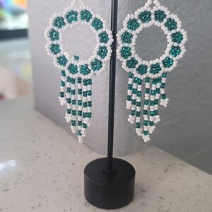 Handmade Huichol Elegant Beaded Hoop Earrings